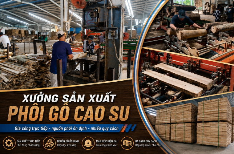 XƯỞNG SẢN XUẤT GỖ CAO SU
